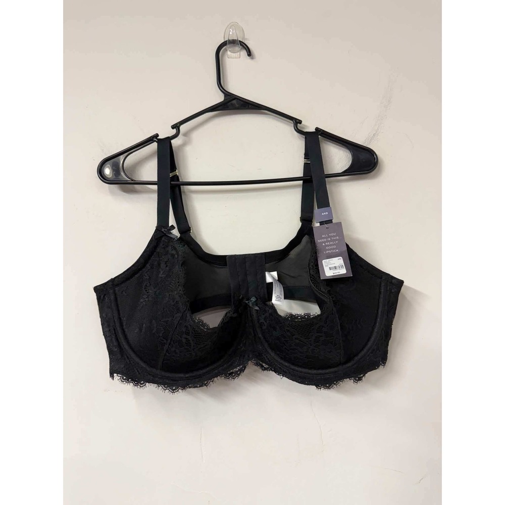 New Cacique Seriously Sexy Black Lace Lightly Lined Quarter Cup Bra 44D Sexy